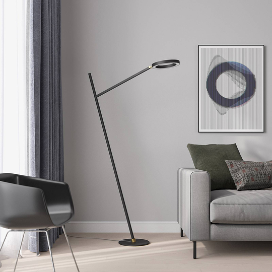 Lucande Nimbe LED-golvlampa, svart, dimmer
