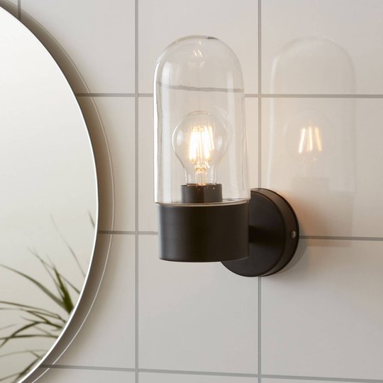 Vägglampa Zen, klart glas, svart