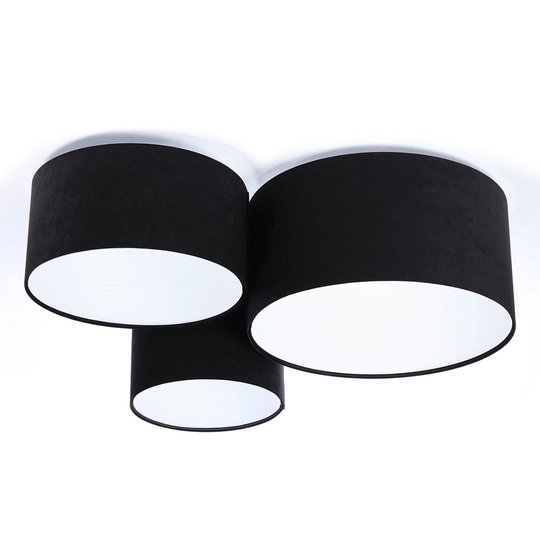 Taklampa 080, 3 lampor, svart-vit