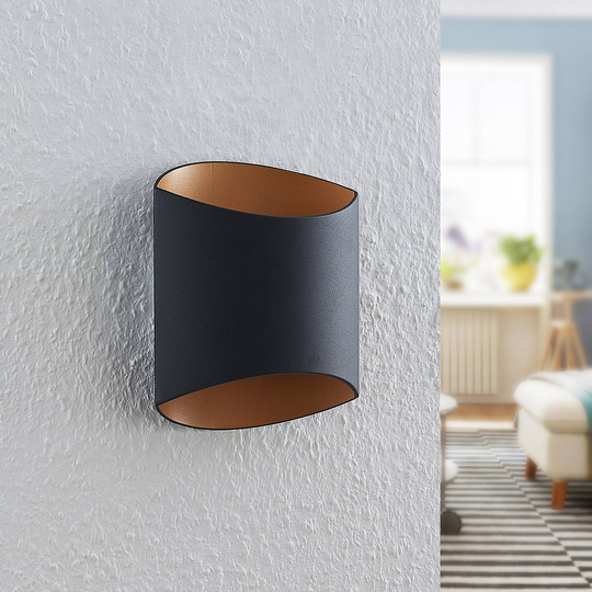 Arcchio Vilja vägglampa, svart, guld, oval