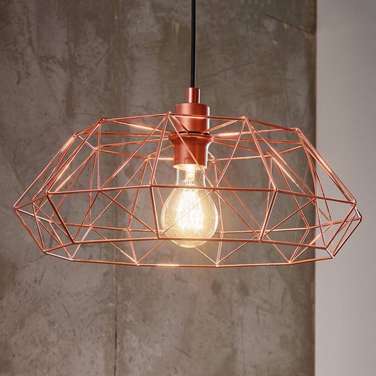 Taklampa Carlton 2, kopparfärgad gallerskärm