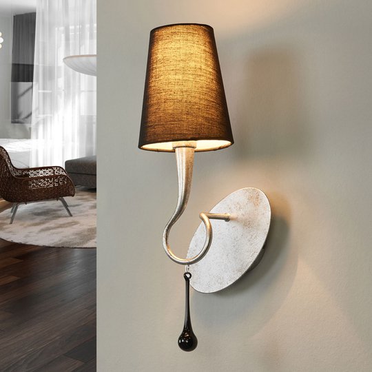 Vägglampa Paola med textilskärm, en ljuskälla
