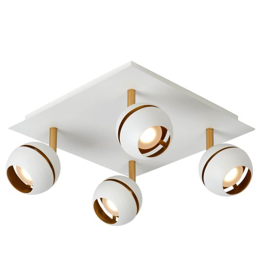 LED-taklampa Binari i vitt, 4 ljuskällor