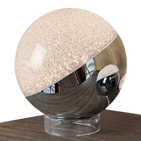LED-bordslampa Sphere, krom, Ø 20 cm