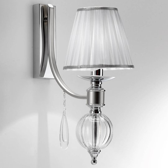Vägglampa 7330 i krom med glasdroppar