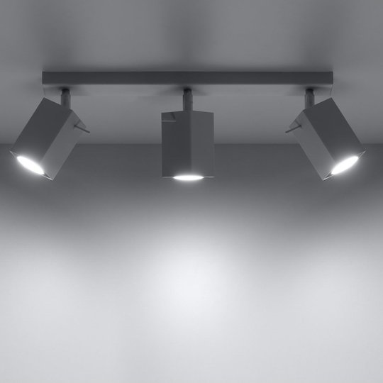 Takspotlight Square, vit, 3 lampor