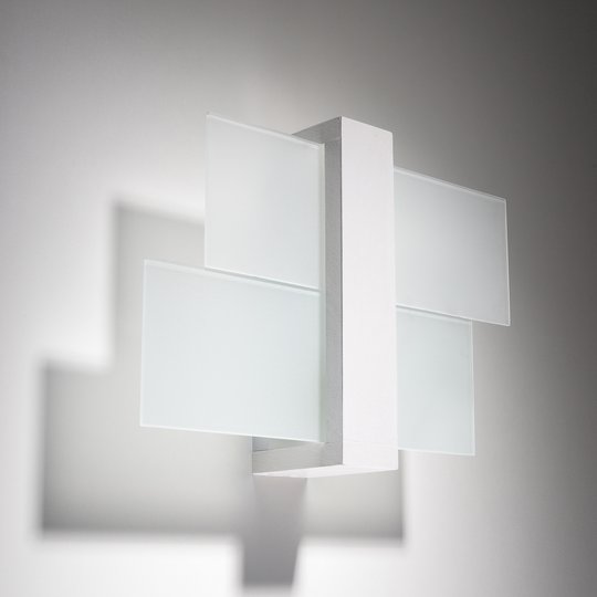 Vägglampa Shifted 1, glas, vit