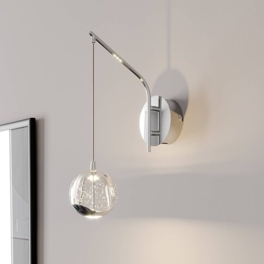 LED-vägglampa Hayley med hängande kula, krom