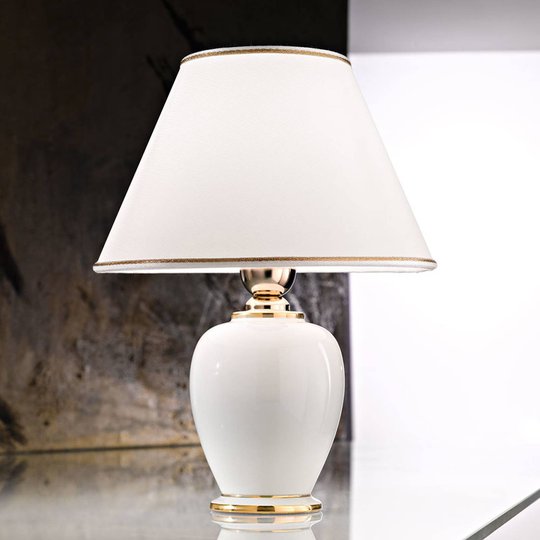 Bordslampa Giardino Avorio i vit-guld Ø 25 cm