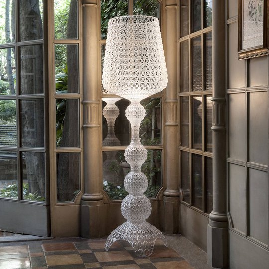 Designer-golvlampa Kabuki med LED-lampor, transp.