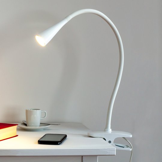 Smal LED-klämlampa Baris i vitt
