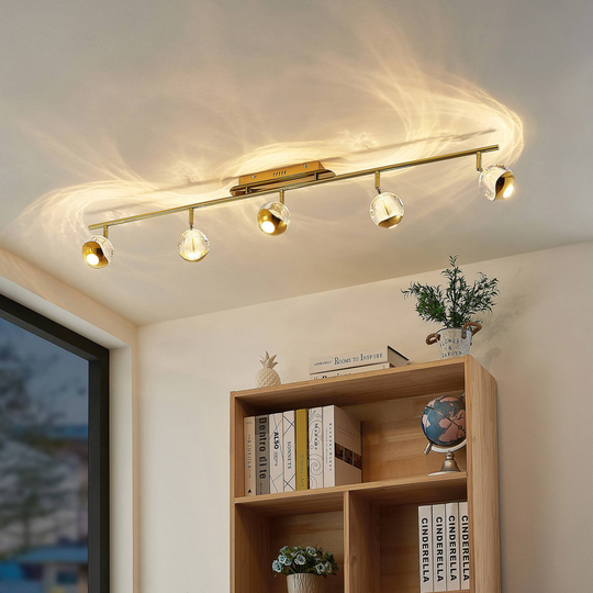 Lucande Kilio LED-takspotlight, 5 lampor, guld
