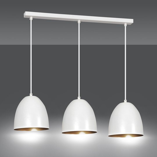 Pendellampa Lenox, 3 lampor, vit/guld