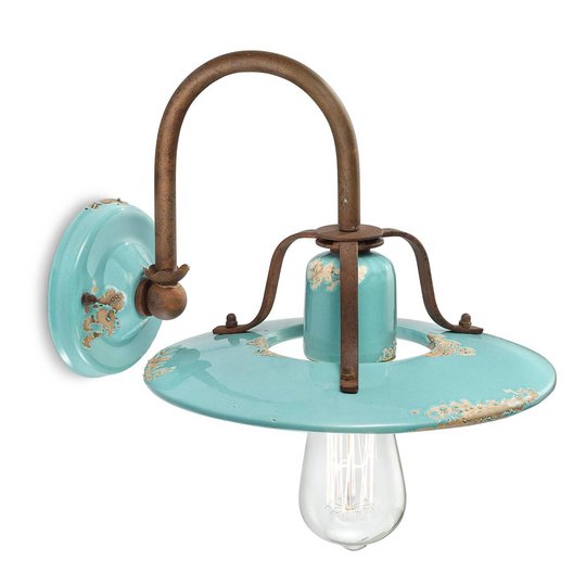 Vägglampa Giorgia med keramikskärm turkos