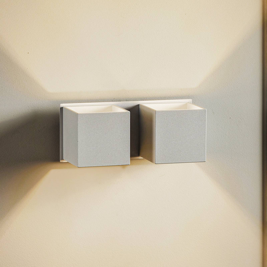 Vägglampa Ara 2 up/down, aluminium 2 lampor grå