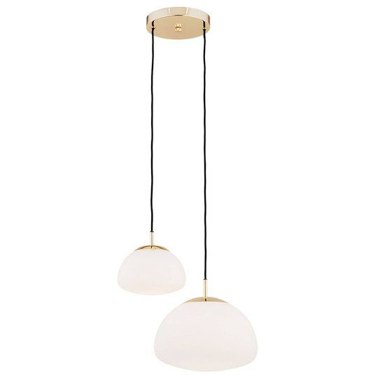 Pendellampa Turku, 2 lampor opal/mässing