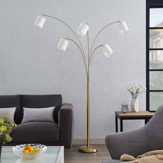 Lindby Abiram golvlampa, mässing/vit