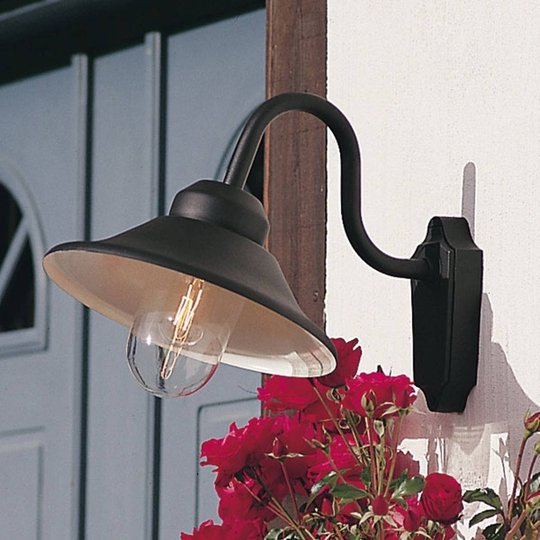 Utomhusvägglampa Vega, bredd 29,5 cm, svart