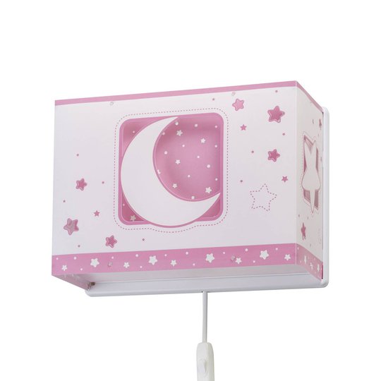 Vägglampa för barnrum Moonlight med kontakt, rosa