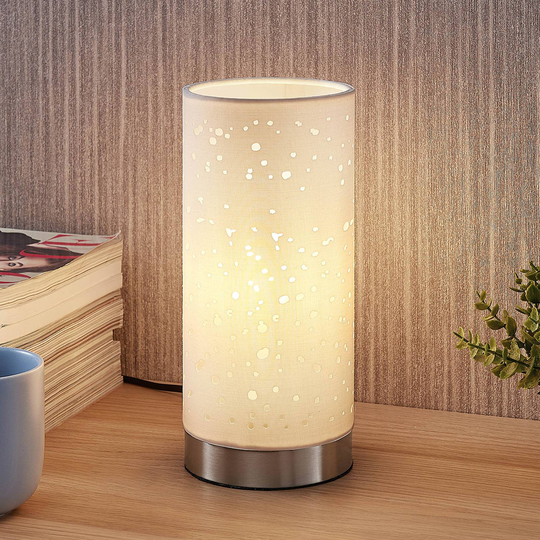 Bordslampa Umma med små utskärningar, vit