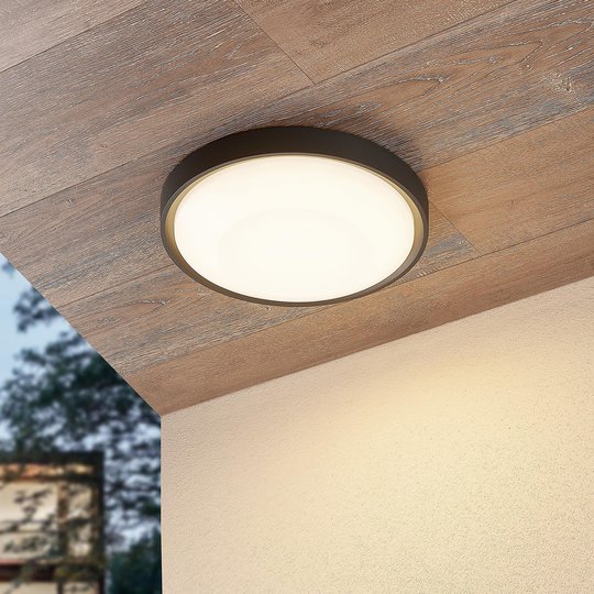 Lucande Lare LED-utomhustaklampa, Ø 32 cm
