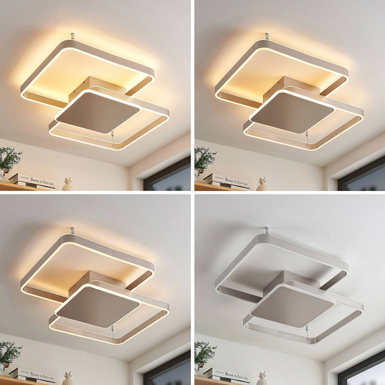 Lucande Kadira LED-taklampa 70 cm nickel