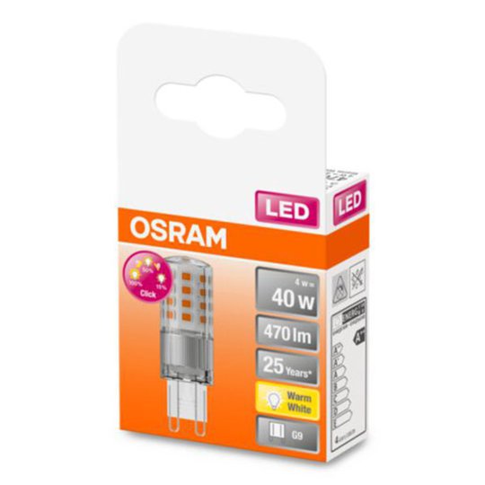 OSRAM LED-lampa G9 4 W 2 700 K klar 3-step-dim