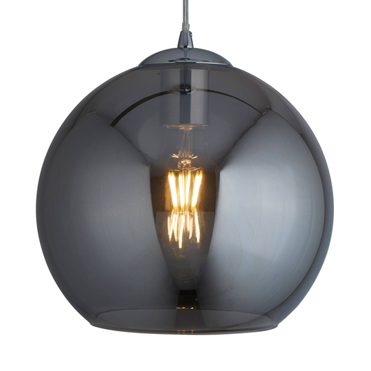 Hänglampa Balls, rökfärgad glasglob Ø 35cm