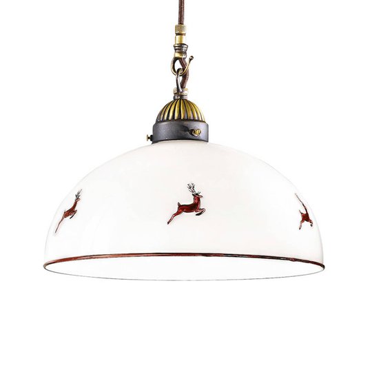 Hänglampa Nonna Hjort, vit-röd, 1 lampa