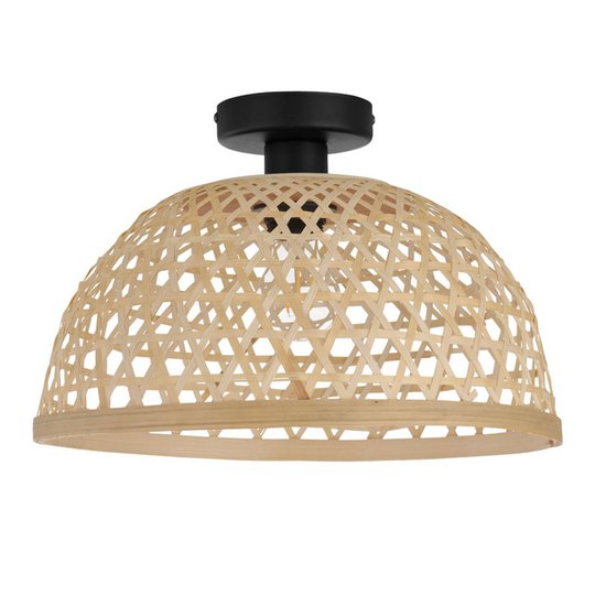 Taklampa Claverdon med vävd lampskärm natur