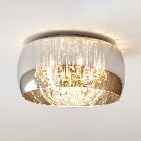 Taklampa Pearl av glas, Ø 50 cm
