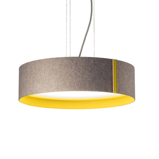 LED-hänglampa LARAfelt M, Ø 43 cm, grå/curry