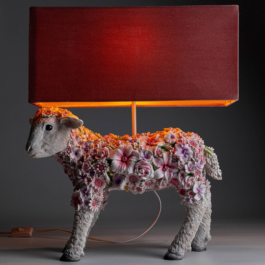 KARE Animal Flower Sheep bordslampa rosé skärm