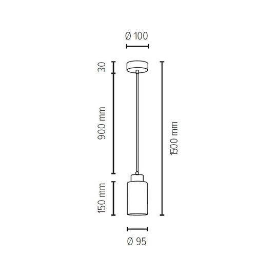 Pendellampa Vitrio, 1 lampa, svart/vit