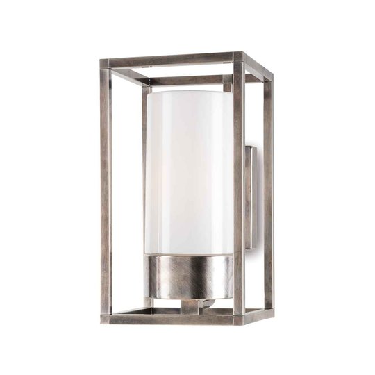 Utomhusvägglampa Cubic³ 3364 nickel antik/opal