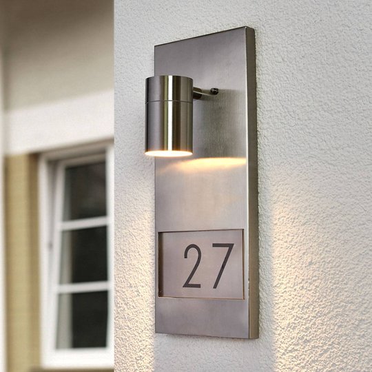 Vacker husnummerlampa Modena 7655, rostfritt stål