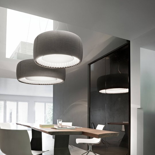 Luceplan Silenzio LED-pendellampa grå Ø 120cm
