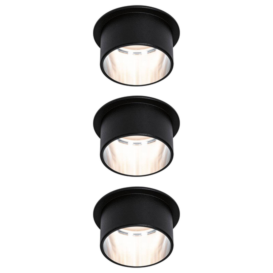 Paulmann Gil LED-inbyggnad svart matt/järn 3-pack