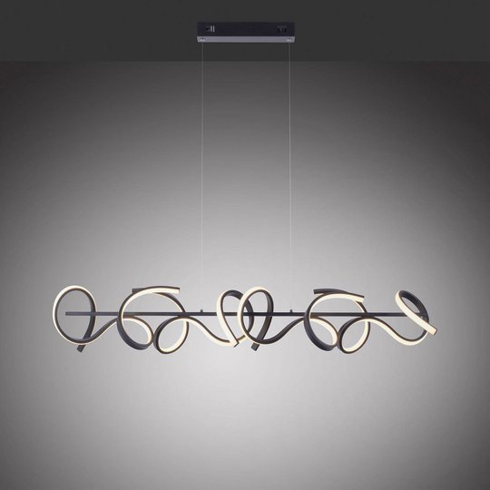 LED-hänglampa Curls, svart, dimbar
