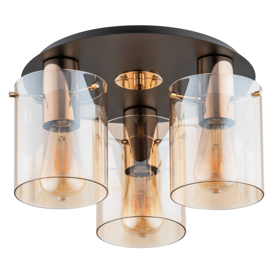 Taklampa Atman, 3 lampor, svart/guld
