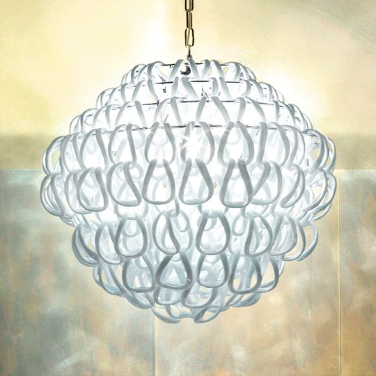 Vit kristallglas-hänglampa Giogali, 50 cm