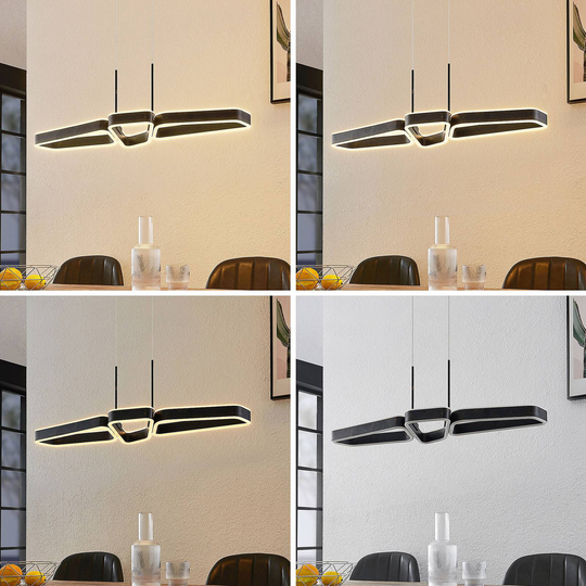 Lucande Quinn LED-hänglampa svart 3 lampor