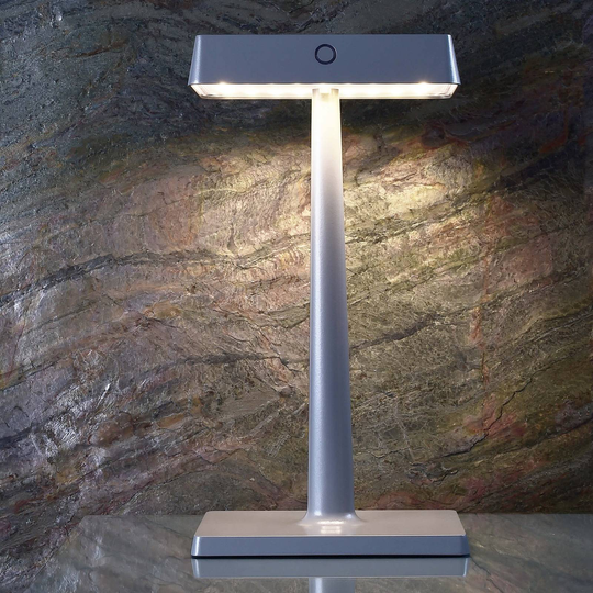 LED-bordslampa Algieba, batteridriven, grå