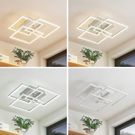 Lindby Qiana LED-taklampa CCT, kantig, vit