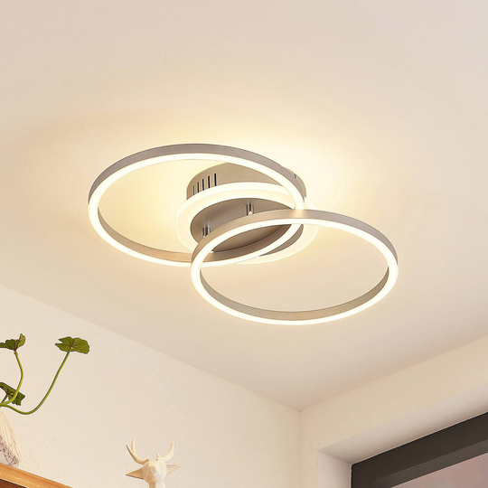 Lindby LED-taklampa Fjardo CCT ringar, silver