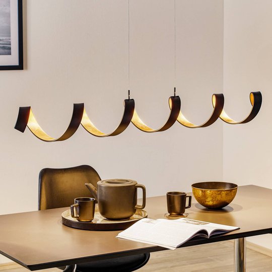 LED-hänglampa Helix, svart guld, 125 cm