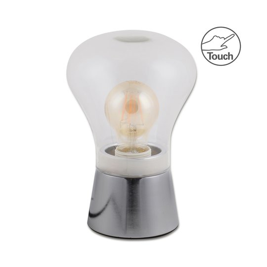 Bordslampa Clare av glas, krom