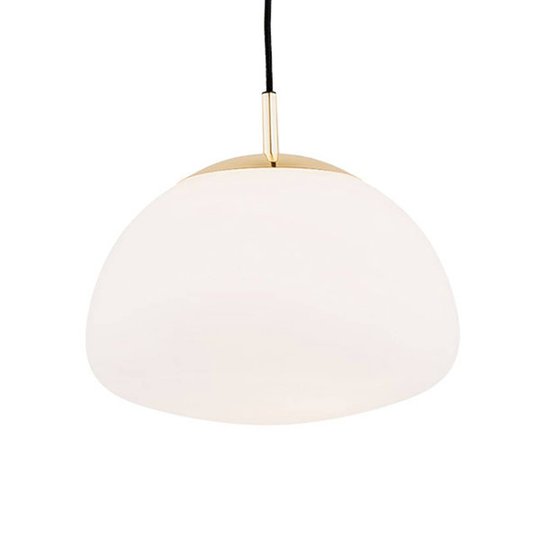 Pendellampa Turku 1 lampa opal/mässing Ø 30 cm