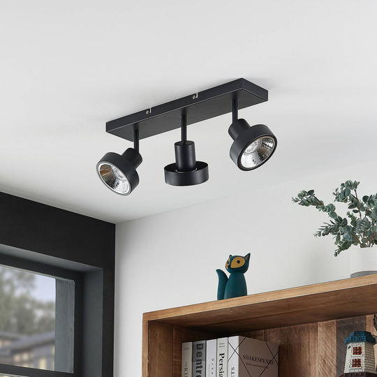 Lindby Ignacio taklampa, 3 lampor svart