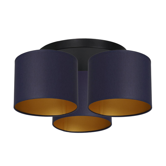 Taklampa Soho cylindrisk, 3 lampor blå/guld